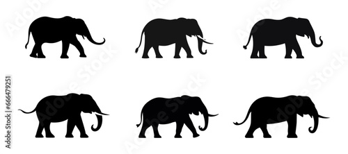 Set elephant silhouette icon isolated. Vector illustration