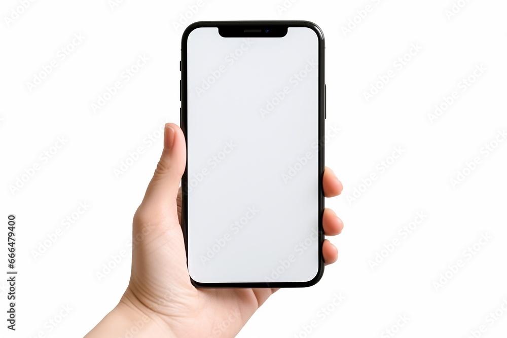 Young Woman Holding Blank Phone Screen at Home