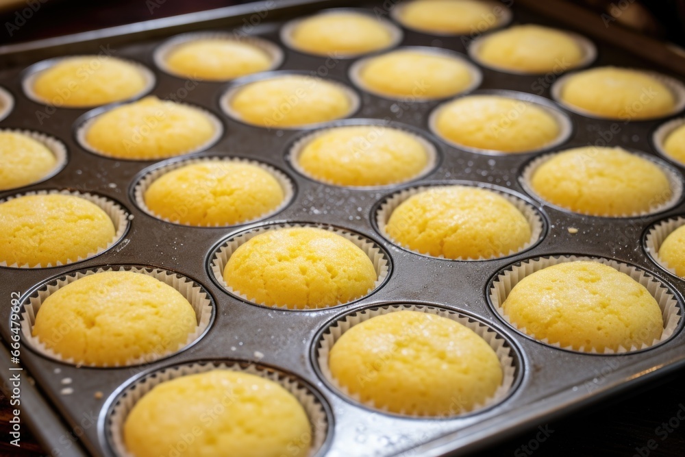 baking tray of raw cornbread muffins ready for oven baking tray of raw cornbread muffins ready for oven