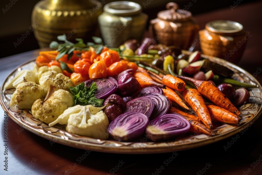 Fototapeta premium roasted vegetables on a platter ready to serve