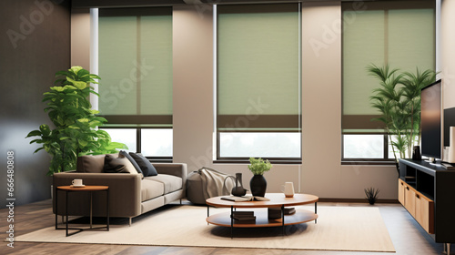 Interior roller shades.