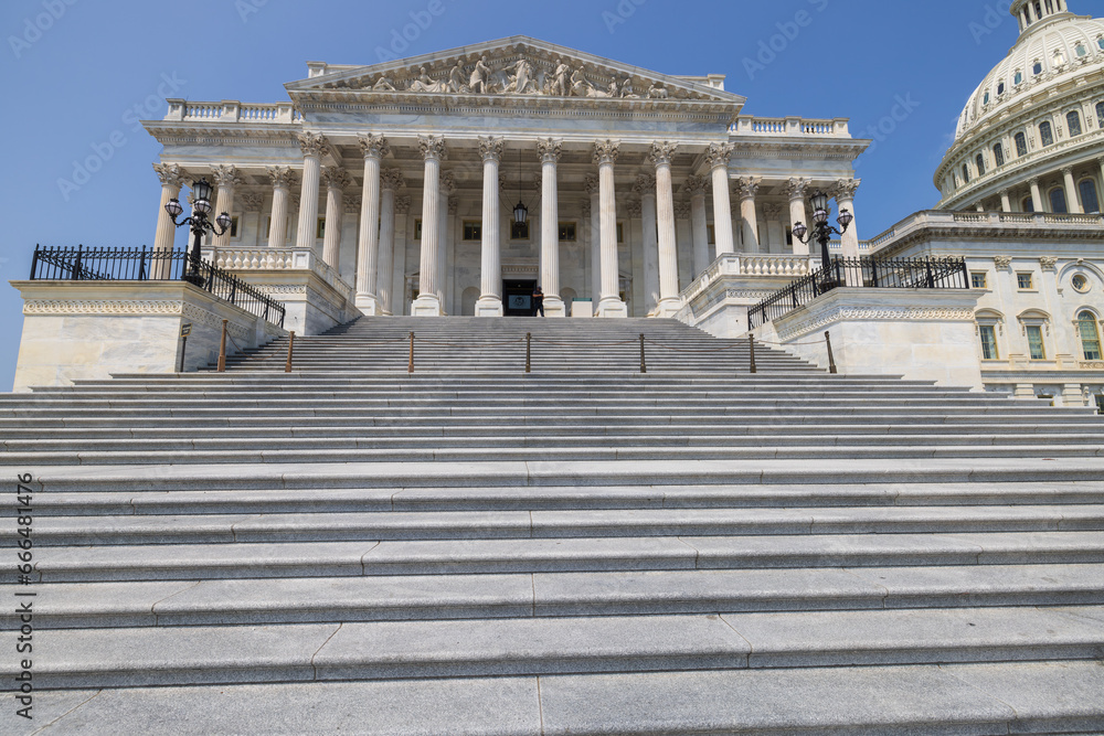 South side and steps of the US Capitol (House side) in Washington DC, United States