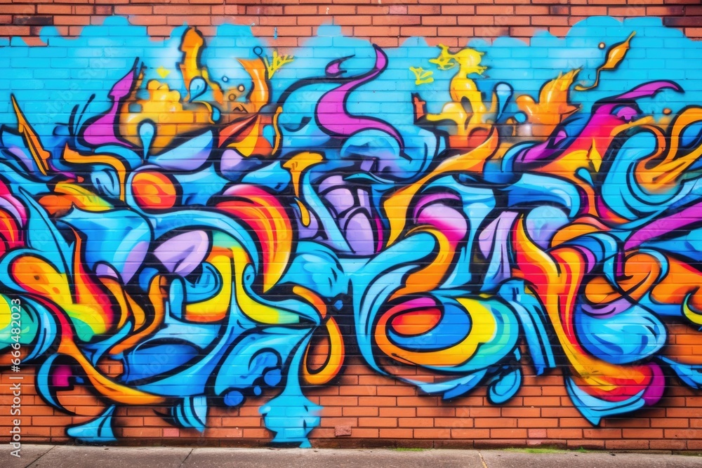 graffiti on a brick wall in vibrant colors