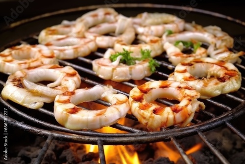 traditional preparation of grilled calamari rings