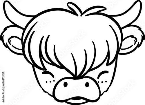 baby cow highland outline