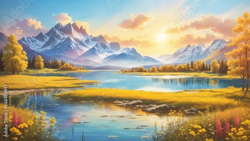  Golden Meadow by the Water  A Stunning Landscape 