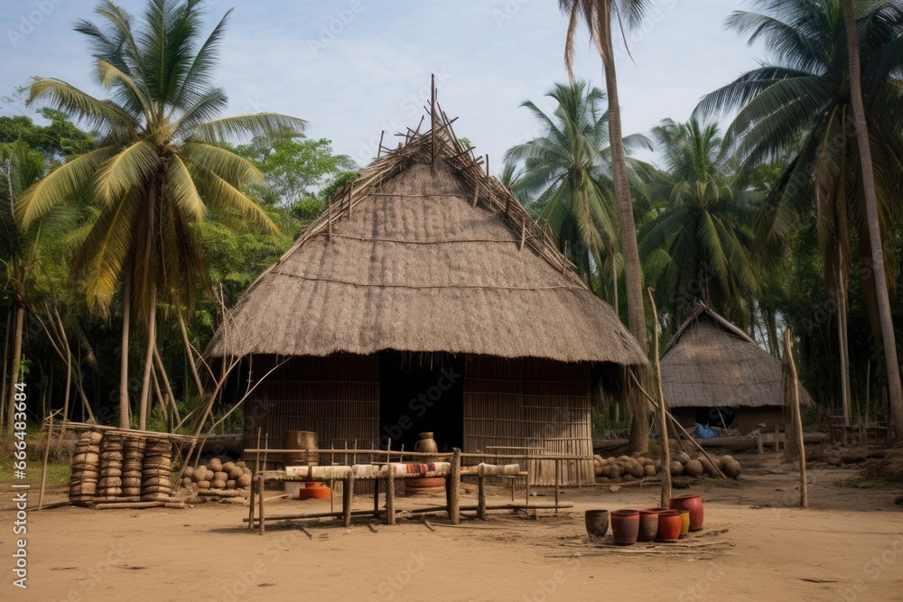 communal house used by indigenous people for rituals captured from the front