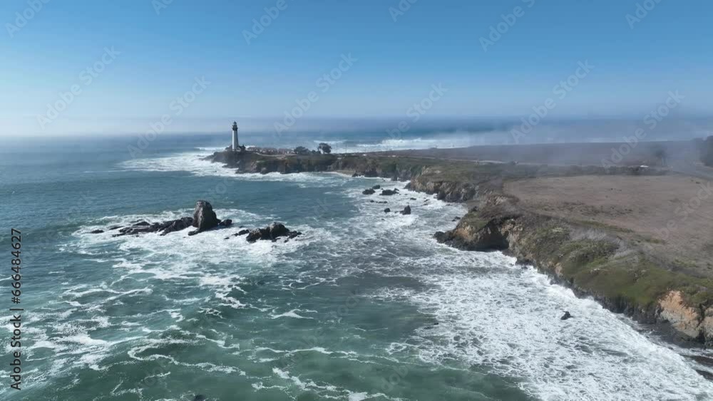 Lighthouse At Pacifica In California United States. Nature Travel Background. Seascape Landscape. Lighthouse At Pacifica In California United States. Lighthouse At Pacifica In California United States. Nature Travel Background. Seascape Landscape. Lighthouse At Pacifica In California United States.