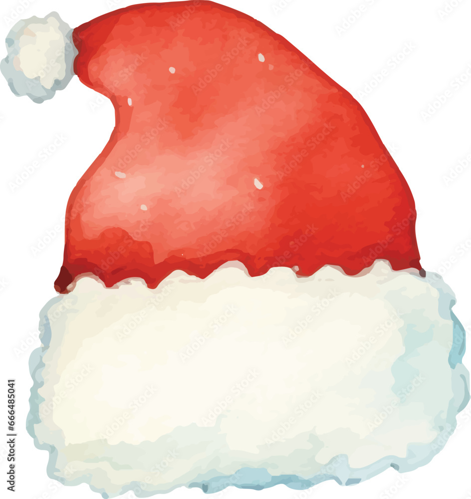 Children's style cute watercolor Christmas hat hand drawn white background Children's style cute watercolor Christmas hat hand drawn white background
