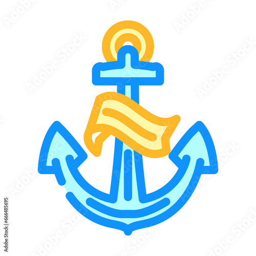 anchor tattoo art vintage color icon vector. anchor tattoo art vintage sign. isolated symbol illustration