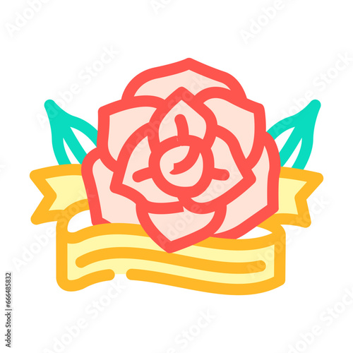 rose tattoo art vintage color icon vector. rose tattoo art vintage sign. isolated symbol illustration