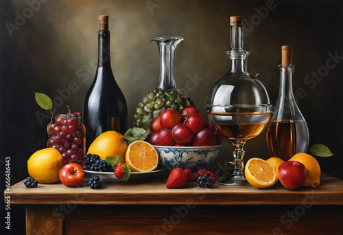 Painting depicting fruits and vegetables