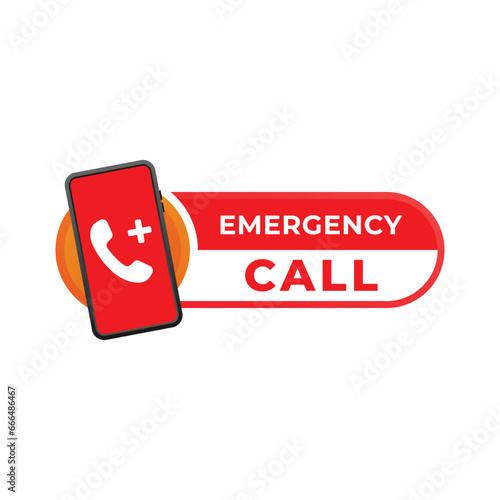 Emergency call icon. SOS emergency call. Emergency call center concept design. Hotline for help desk. Vector illustration