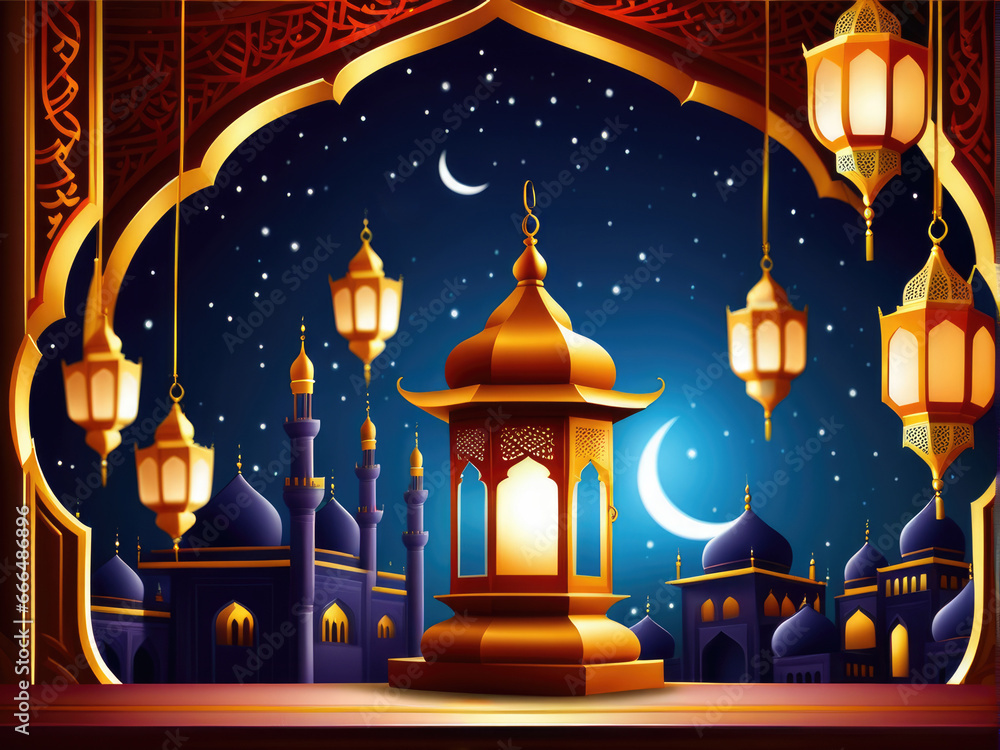 arabic lantern of ramadan celebration background