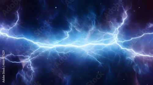 Blue lightning bolt, abstract plasma and energy background