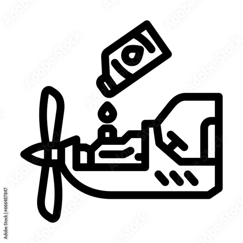 lubrication service aircraft line icon vector. lubrication service aircraft sign. isolated contour symbol black illustration