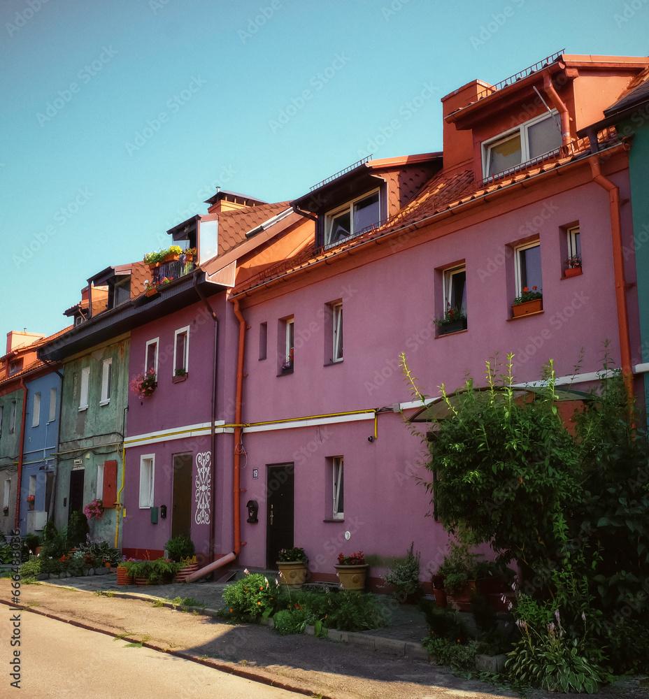 Amalienau district in Kaliningrad. Old townhouses in german style. Exterior