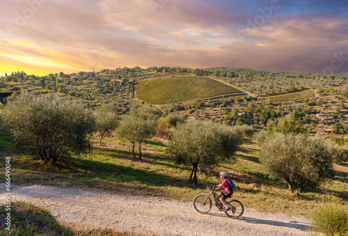 nice senior woman riding he...