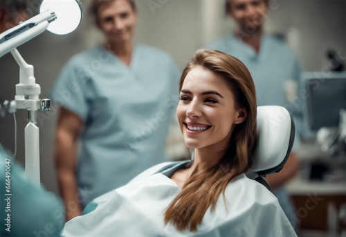 Ritratto di donna in uno studio medico dentistico,pubblicità