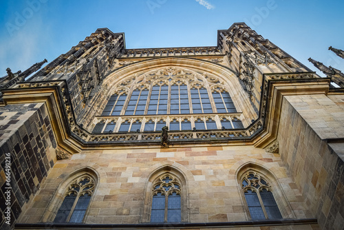 Detailed view of St. Vitus Cathedral  Prague  Czech Republic