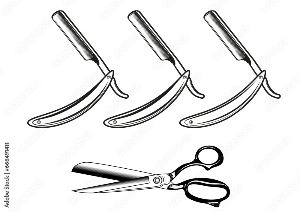 sharp retro razor blade and scissors sharp retro razor blade and scissors