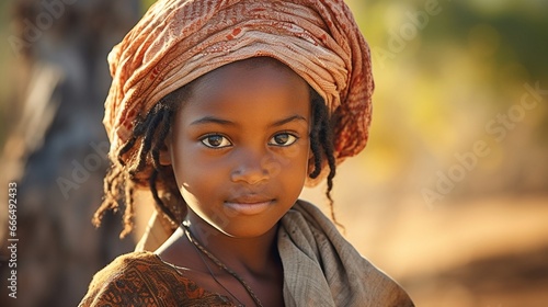 Madagascar-shy and poor african girl with headkerchief photo