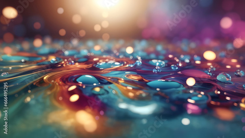 3D Abstract Art of Colourful Stones on Water Shimmering by Sunlight