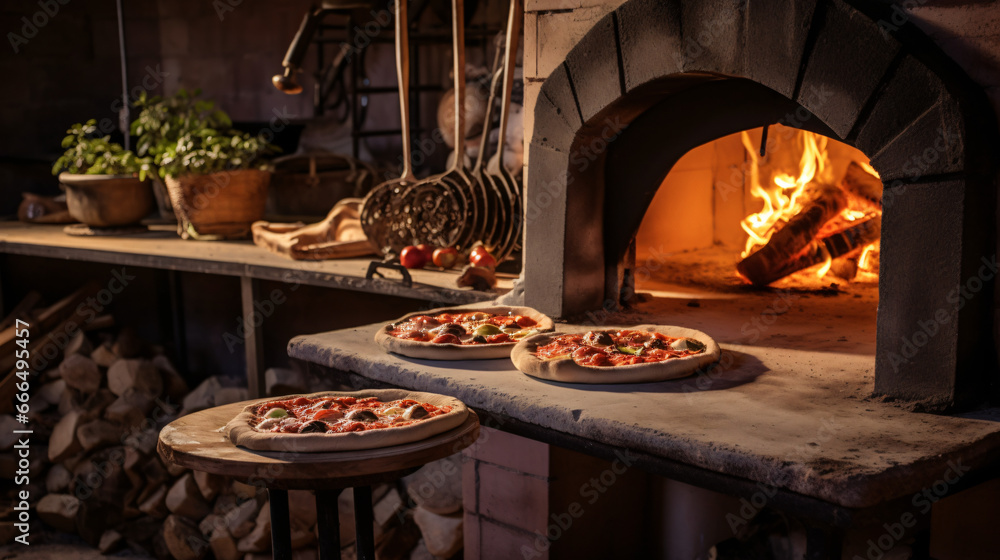 Pizza with fireplace