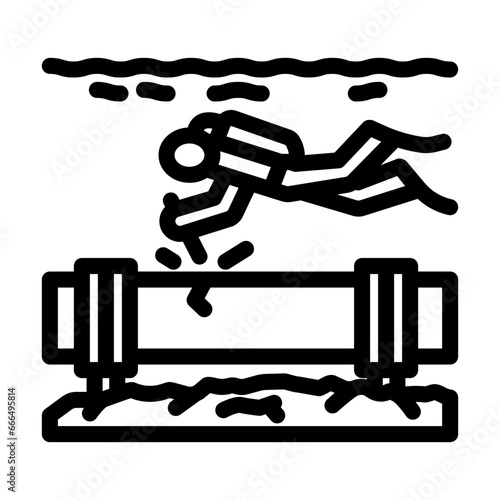 underwater welding ship line icon vector. underwater welding ship sign. isolated contour symbol black illustration