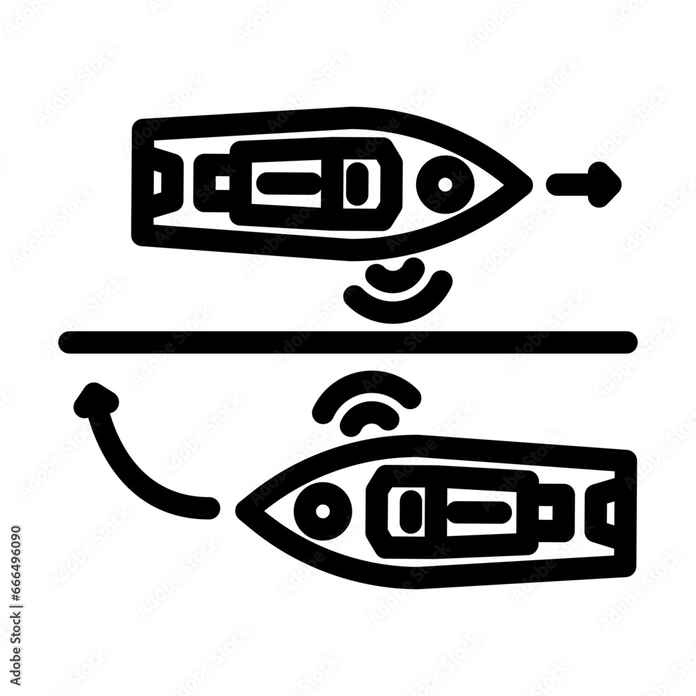 ship collision avoidance systems line icon vector. ship collision avoidance systems sign. isolated contour symbol black illustration ship collision avoidance systems line icon vector. ship collision avoidance systems sign. isolated contour symbol black illustration