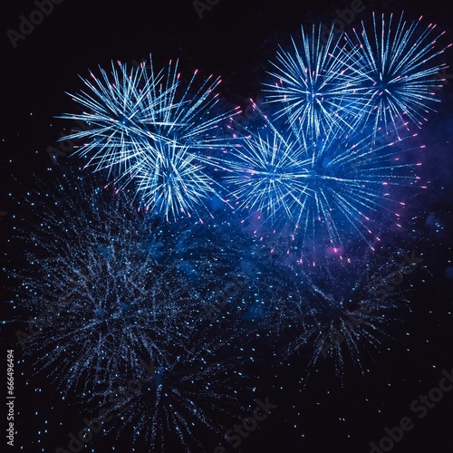 Canvas Print Spectacular night sky with a vibrant display of sparkling fireworks in Hachioji,