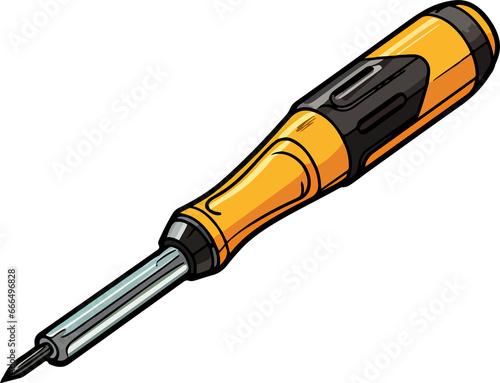 Cute screwdriver in cartoon style