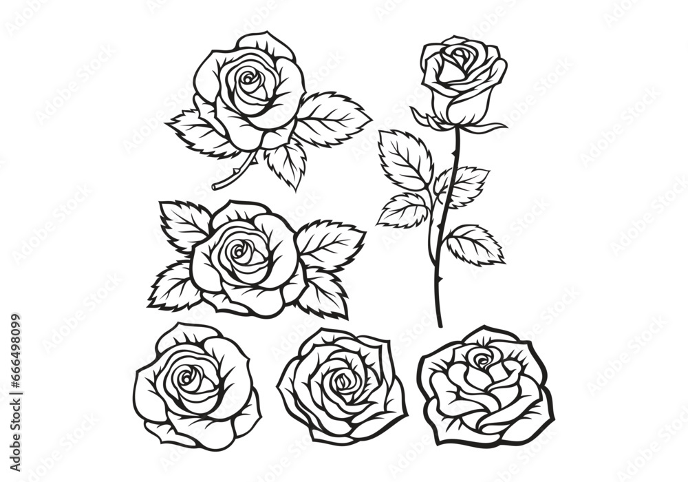 illustration of a rose, Rose logo, vector, line art, sketch rose logo, flower logo, rose set, background. vector logo illustration of a rose, Rose logo, vector, line art, sketch rose logo, flower logo, rose set, background. vector logo
