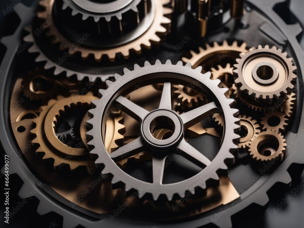 photograph showcasing intricate interlocking gears in a realistic, photograph showcasing intricate interlocking gears in a realistic,