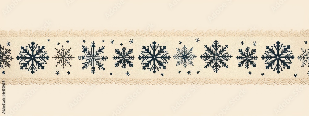 boho crocheted cross-stitching blue snowflakes, simple, cream background, Christmas, New Year