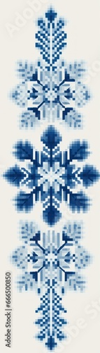 color blue boho crochet snowflakes cross stitch on white background, simple, cream background,modern, illustration, Christmas, New Year