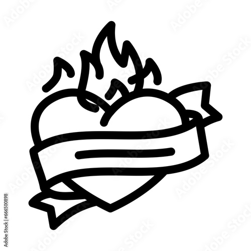 heart art tattoo vintage line icon vector. heart art tattoo vintage sign. isolated contour symbol black illustration