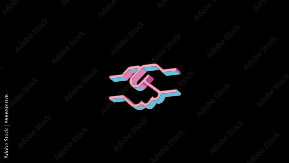 Bright handshake icon is jumping merrily. Retro style. Alpha channel black. Looped from frame 120 to 240, Alpha BW at the end Bright handshake icon is jumping merrily. Retro style. Alpha channel black. Looped from frame 120 to 240, Alpha BW at the end