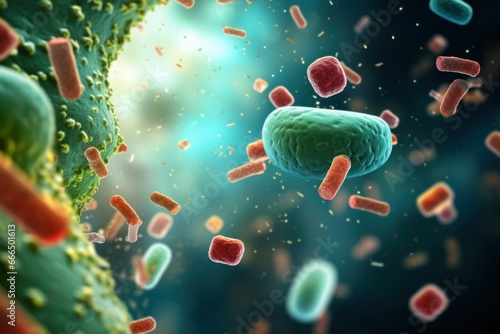Illustration of harmful bacteria causing infections, gram-negative bacterium on scientific background 