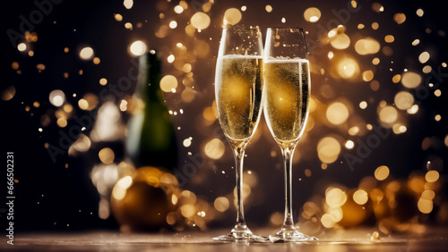 Cartolina per festeggiamenti di capodanno con Champagne II