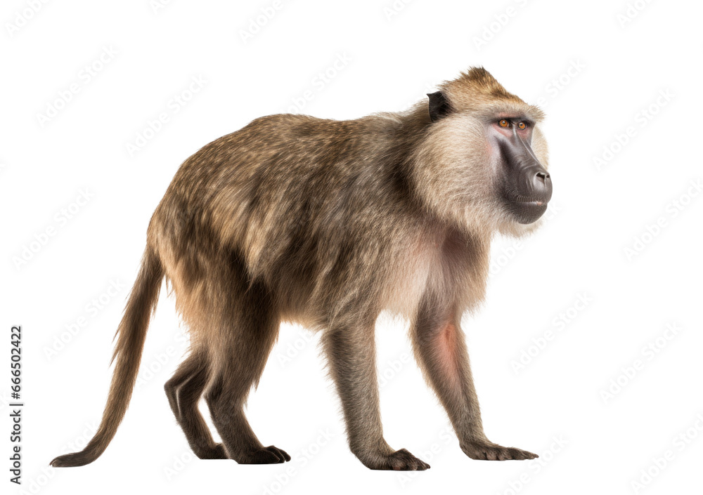 Fototapeta premium Baboon monkey isolated on transparent white background