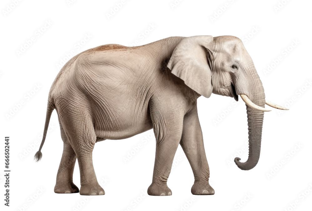 African elephant isolated on transparent white background