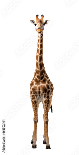 African giraffe isolated on transparent white background
