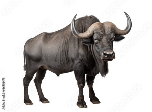 African buffalo isolated on transparent white background photo