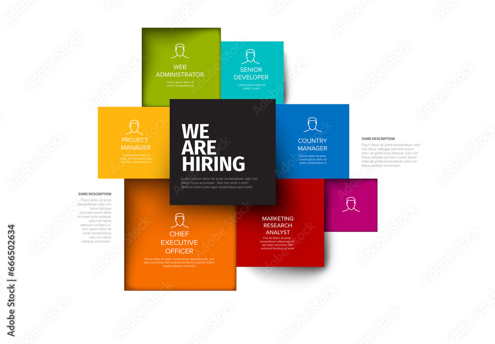 We are hiring minimalistic flyer template with squares containing position names