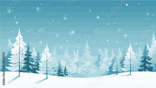 Paysage hivernal bleu glacial pour carte de voeux