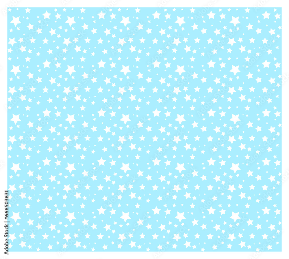 Tiny White Stars on Light Blue Background, Seamless Pattern, Repeatable.