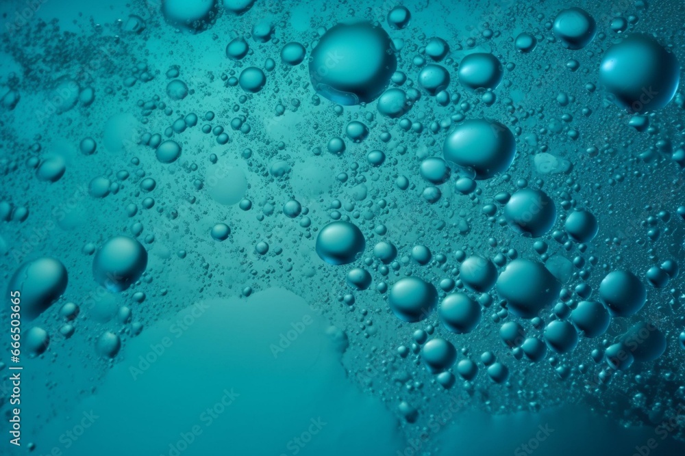 Close-up of frothy bubbles in aqua backdrop. Generative AI