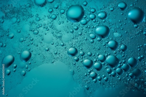 Close-up of frothy bubbles in aqua backdrop. Generative AI
