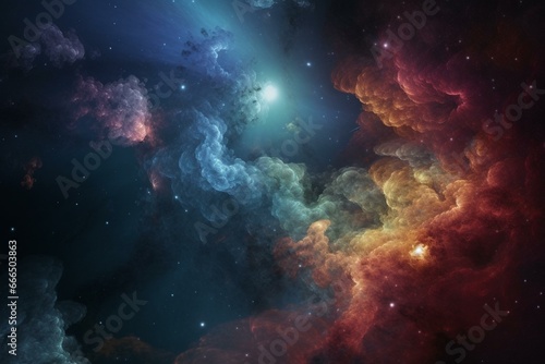 A space filled with celestial entities like stars, nebulas, and galaxies. Generative AI